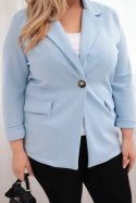 Marynarka damska z wiskozy Plus Size z długim rękawem i kołnierzem niebieska