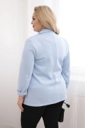 Marynarka damska z wiskozy Plus Size z długim rękawem i kołnierzem niebieska