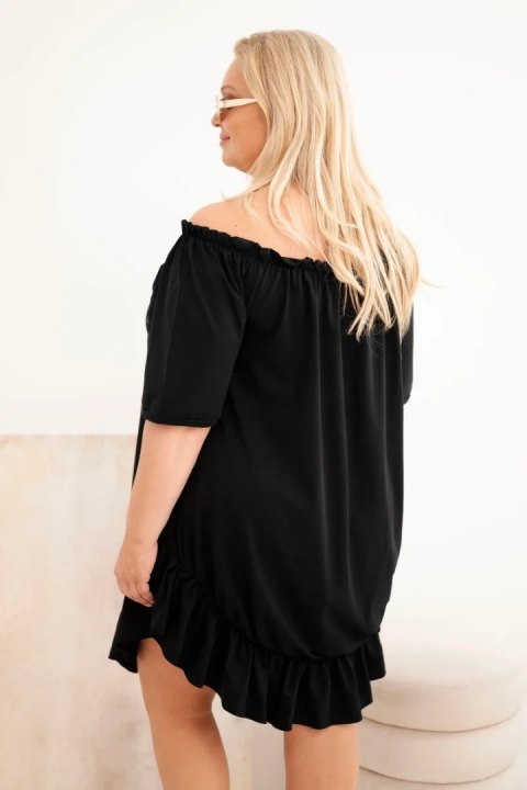 Sukienka damska Plus Size bawełniana z falbaną czarna