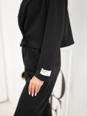 Komplet damski z wiskozy z krótką marynarką i spodniami jogger czarny
