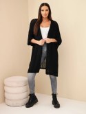 Sweter damski oversize o luźnym splocie bez zapięcia czarny