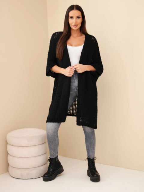 Sweter damski oversize o luźnym splocie bez zapięcia czarny