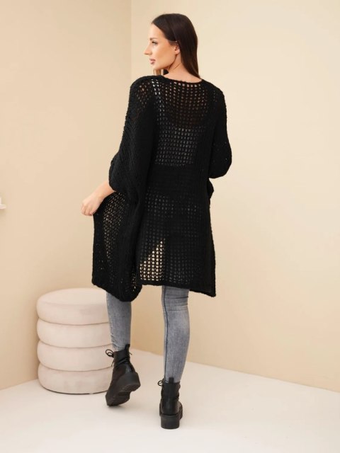 Sweter damski oversize o luźnym splocie bez zapięcia czarny