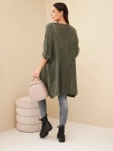 Sweter damski oversize o luźnym splocie bez zapięcia khaki