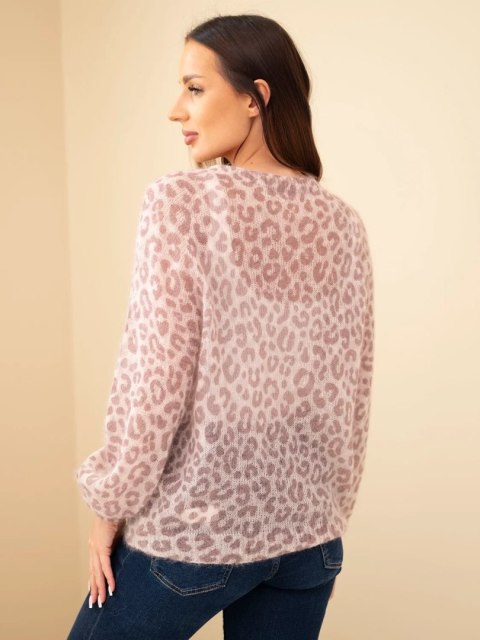 Sweter damski w 70% z kid moheru w panterkę z długim rękawem fango