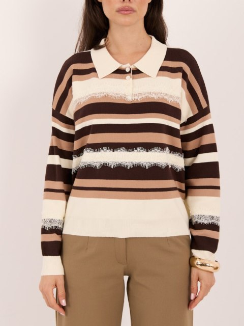 Sweter-PM-SW-F6026.49-biało-brązowy