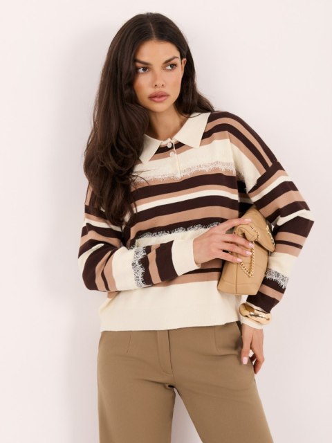 Sweter-PM-SW-F6026.49-biało-brązowy