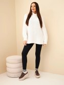 Sweter damski oversize z dodatkiem wełny z golfem i szerokimi rękawami ecru