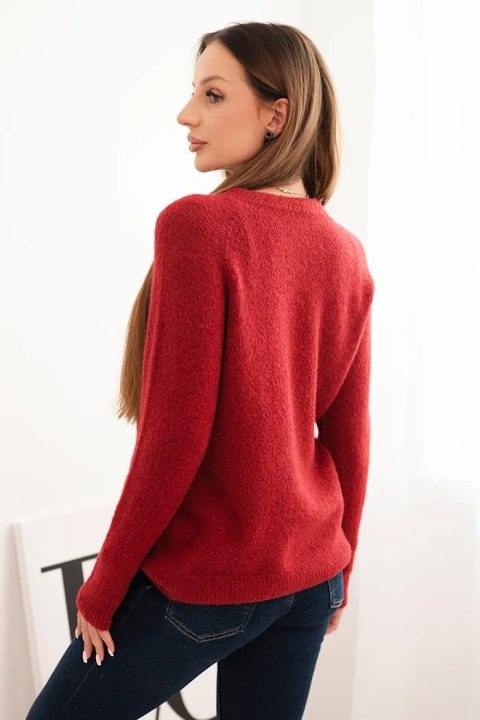 Sweter damski z baby alpaki z długim rękawem bordowy