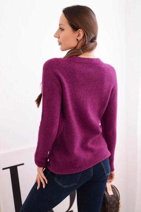 Sweter damski z baby alpaki z długim rękawem ciemny fioletowy