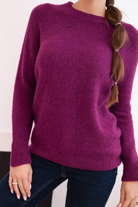 Sweter damski z baby alpaki z długim rękawem ciemny fioletowy