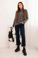 Sweter damski z baby alpaki z długim rękawem szary