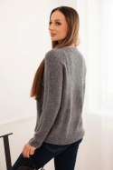 Sweter damski z baby alpaki z długim rękawem szary