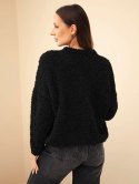 Sweter damski z moherem z ozdobnymi guzikami czarny