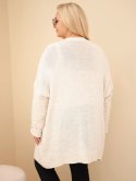 Kardigan damski Plus Size z guzikami i wzorem warkoczowym beżowy