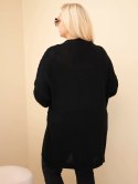 Kardigan damski Plus Size z guzikami i wzorem warkoczowym czarny