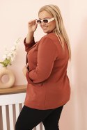 Marynarka damska z wiskozy Plus Size z długim rękawem i kołnierzem ruda