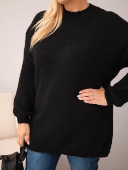 Sweter damski Plus Size o luźny kroju z długim rękawem czarny