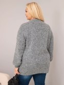 Sweter damski Plus Size o luźny kroju z długim rękawem grafitowy