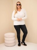 Sweter damski Plus Size z baby alpaki z długim rękawem beżowy