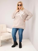 Sweter damski Plus Size z dodatkiem wełny z kokardą fango