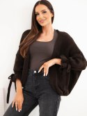 Sweter damski o luźny krój brązowy