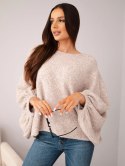 Sweter damski z dodatkiem alpaki oversize beżowy melanż