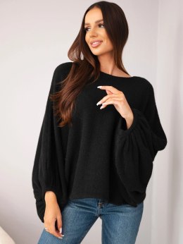 Sweter damski z dodatkiem alpaki oversize czarny