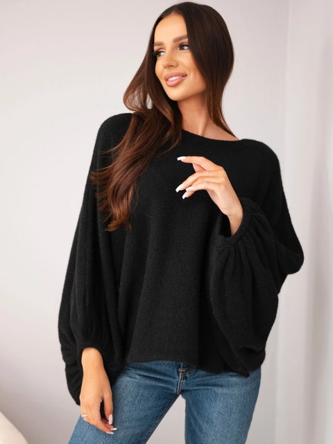 Sweter damski z dodatkiem alpaki oversize czarny
