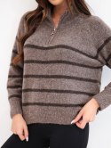 Sweter damski z dodatkiem alpaki z zamkiem fango