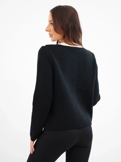 Sweter damski z ozdobnymi guzikami czarny