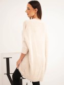 Sweter damski Plus Size z dekoltem V beżowy