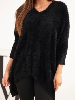 Sweter damski Plus Size z dekoltem V czarny