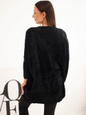 Sweter damski Plus Size z dekoltem V czarny