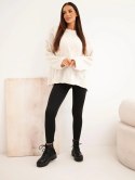 Sweter damski o luźnym fasonie bez zapięcia beżowy