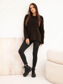 Sweter damski o luźnym fasonie bez zapięcia brązowy