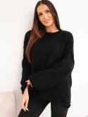 Sweter damski o luźnym fasonie bez zapięcia czarny