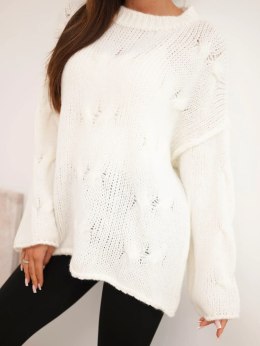 Sweter damski o luźnym fasonie bez zapięcia ecru