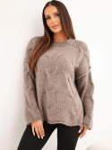 Sweter damski o luźnym fasonie bez zapięcia fango