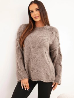 Sweter damski o luźnym fasonie bez zapięcia fango