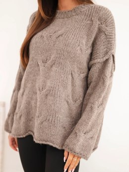 Sweter damski o luźnym fasonie bez zapięcia fango