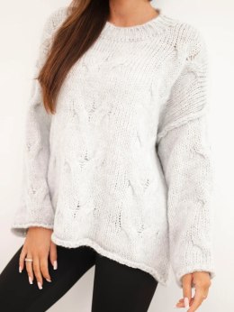 Sweter damski o luźnym fasonie bez zapięcia szary