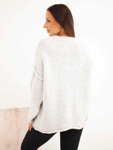 Sweter damski o luźnym fasonie bez zapięcia szary