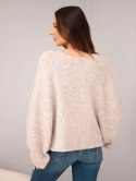 Sweter damski z dodatkiem alpaki oversize beżowy melanż