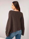 Sweter damski z dodatkiem alpaki oversize brązowy