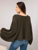 Sweter damski z dodatkiem alpaki oversize khaki
