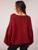 Sweter damski z dodatkiem wełny luźny fason bordowy