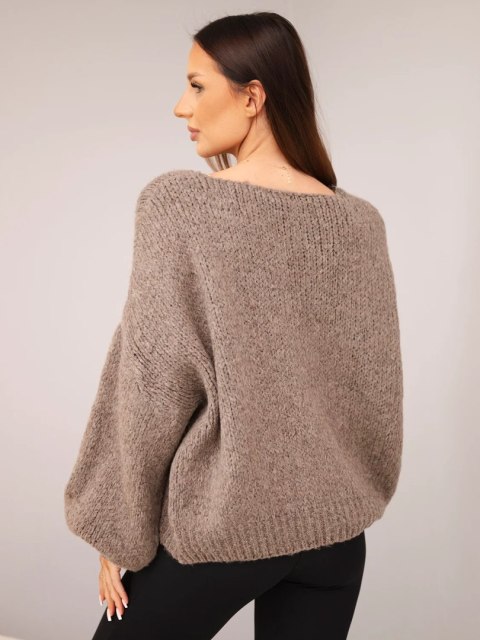 Sweter damski z dodatkiem wełny luźny fason fango