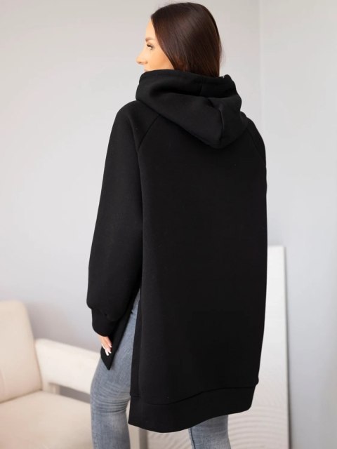 Bluza damska oversize z bawełny z kapturem i kieszenią czarna