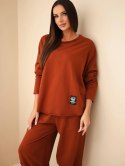 Komplet bawełniany bluza + spodnie rudy